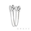 316L STAINLESS STEEL CHAIN LINKED ROUND HUGGIE/HOOP EARRING