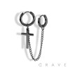 316L STAINLESS STEEL CHAINED HUGGIE/HOOP EARRING WITH CROSS