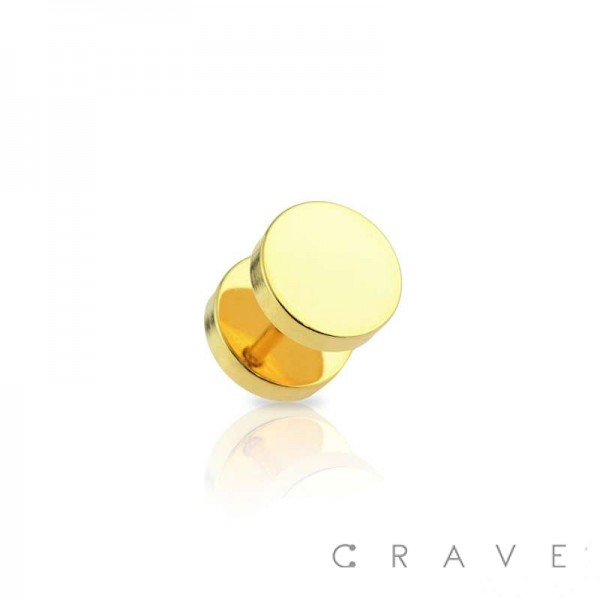 BRIGHT GOLD PVD PLATED OVER 316L SURGICAL STEEL FAKE PLUG