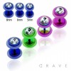 GEM EMBEDDED TITANIUM IP OVER 316L SURGICAL STEEL FAKE PLUG WITH O-RINGS COLORS