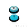 GEM EMBEDDED NEON COLORED ACRYLIC FAUX PLUG WITH O-RINGS