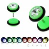 GEM EMBEDDED NEON COLORED ACRYLIC FAUX PLUG WITH O-RINGS