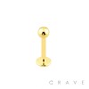GOLD PLATED OVER 316L SURGICAL STEEL LABRET WITH BALL