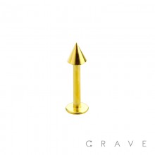 GOLD PLATED OVER 316L SURGICAL STEEL LABRET WITH SPIKE