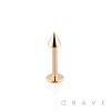ROSE GOLD PVD PLATED OVER 316L SURGICAL STEEL LABRET WITH SPIKE