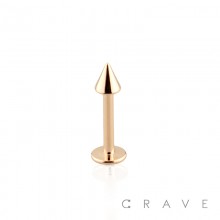 ROSE GOLD PVD PLATED OVER 316L SURGICAL STEEL LABRET WITH SPIKE