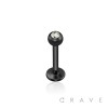 BLACK PVD PLATED OVER 316L SURGICAL STEEL LABRET/MONROE WITH PRESS FIT CLEAR GEM