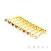 GOLD PLATED OVER 316L SURGICAL STEEL LABRET/MONROE WITH PRESS FIT GEM BALL