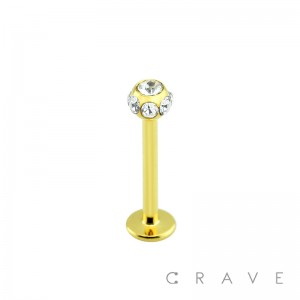 GOLD TITANIUM IP OVER 316L SURGICAL STEEL LABRET/MONROE WITH MULTI GEM BALL SET