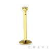GOLD PVD PLATED OVER 316L SURGICAL STEEL PUSH-IN LABRETS/MONROES WITH PRESS FIT FLAT GEM