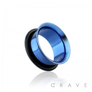 BLUE PVD PLATED OVER 316L SURGICAL STEEL SINGLE FLARED TUNNEL PLUG