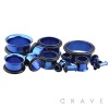 BLUE PVD PLATED OVER 316L SURGICAL STEEL SINGLE FLARED TUNNEL PLUG
