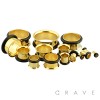 GOLD PLATED OVER 316L SURGICAL STEEL SINGLE FLARED TUNNEL PLUG