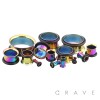 RAINBOW PVD PLATED OVER 316L SURGICAL STEEL SINGLE FLARED TUNNEL PLUG