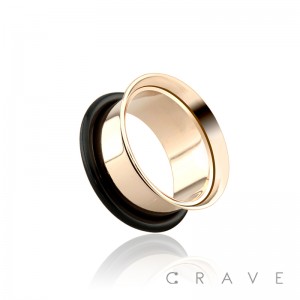 ROSE GOLD PLATED OVER 316L SURGICAL STEEL SINGLE FLARED TUNNEL PLUG