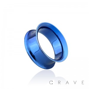 BLUE PVD PLATED OVER 316L SURGICAL STEEL DOUBLE FLARED TUNNEL