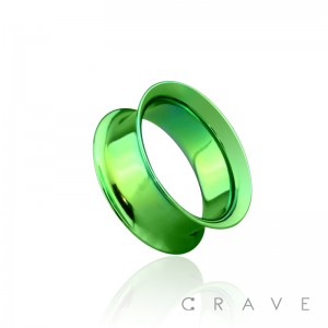 GREEN PVD PLATED OVER 316L SURGICAL STEEL DOUBLE FLARED TUNNEL