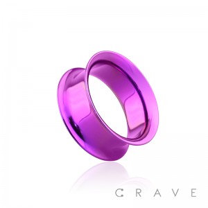 PURPLE PVD PLATED OVER 316L SURGICAL STEEL DOUBLE FLARED TUNNEL