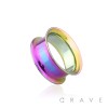 RAINBOW PVD PLATED OVER 316L SURGICAL STEEL DOUBLE FLARED TUNNEL