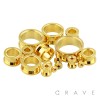 GOLD PVD PLATED OVER 316L SURGICAL STEEL SCREW FIT TUNNEL PLUG
