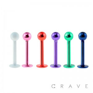 ELECTROPLATING OVER 316L SURGICAL STEEL LABRET WITH BALL SET (external thread)