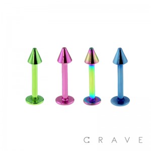 ION PLATING OVER 316L SURGICAL STEEL LABRET W/ SPIKE SET (external thread)