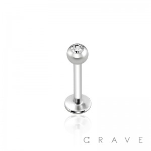316L SURGICAL STEEL LABRET/MONROE/CHEEK WITH CLEAR GEM BALLS SET (external thread)
