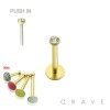 PRESS FIT THREADLESS PUSH-IN PVD GOLD PLATED 316L SURGICAL STEEL LABRET WITH SOFT ENAMEL BACK FOR COMFORT SET