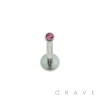 316L SURGICAL STEEL INTERNALLY THREADED LABRET/MONROE WITH 2MM GEM