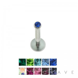316L SURGICAL STEEL INTERNALLY THREADED LABRET/MONROE WITH 2MM GEM SET