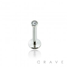INTERNALLY THREADED 316L SURGICAL STEEL LABRET/MONROE WITH PRESS FIT CLEAR GEM