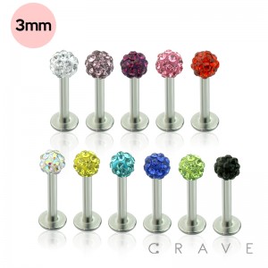 316L SURGICAL STEEL LABRETS/MONROES WITH 3MM FERIDO TOP