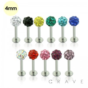 316L SURGICAL STEEL LABRETS/MONROES WITH 4MM FERIDO TOP