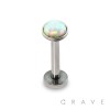 INTERNALLY THREADED 316L SURGICAL STEEL PRESS FIT SYNTHETIC OPAL LABRET/MONROE