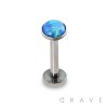 INTERNALLY THREADED 316L SURGICAL STEEL PRESS FIT SYNTHETIC OPAL LABRET/MONROE