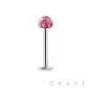 316L SURGICAL STEEL CRYSTAL PAVED EPOXY FERIDO BALL LABRET