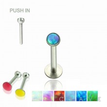 PUSH-IN OPAL LABRET/MONROE 316L SURGICAL STEEL PRESS FIT SYNTHETIC