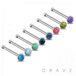 VIBRANT COLORED OPAL PRESS FIT 316L SURGICAL STEEL NOSE BONE