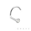 316L SURGICAL STEEL 22GA NOSE SCREW FISH HOOK WITH GEM