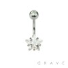 DOUBLE GEM PRONG SET STAR CZ 316L SURGICAL STEEL NAVEL RING