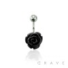 GEM TOP 316L SURGICAL STEEL BELLY BUTTON RING WITH STONE ROSE
