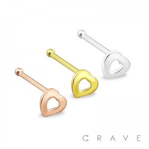 STERLING SILVER HOLLOW HEART TOP NOSE BONE