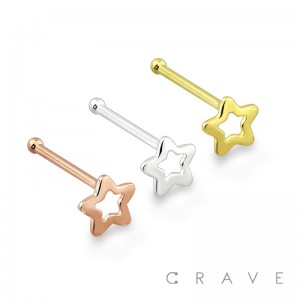STERLING SILVER HOLLOW STAR TOP NOSE BONE