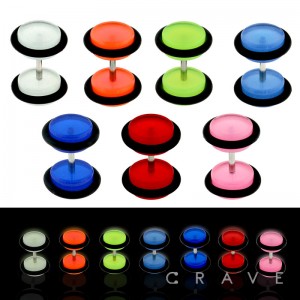 GLOW IN THE DARK ACRYLIC FAUX PLUG WITH O-RINGS