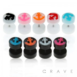 EPOXY ANCHOR INLAY BLACK AND WHITE ACRYLIC FAKE PLUG