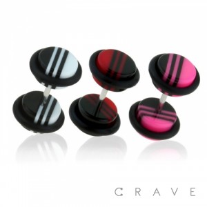 HALF STRIPED PATTERN ACRYLIC FAKE PLUG W/ O-RINGS