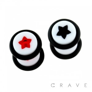 STAR PRINT ACRYLIC FAKE PLUG W O-RINGS