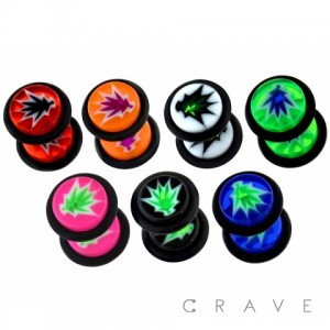 LEAF PRINT ACRYLIC FAKE PLUG W/ O-RINGS