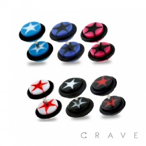 STAR PRINT ACRYLIC FAKE PLUG W/ O-RINGS