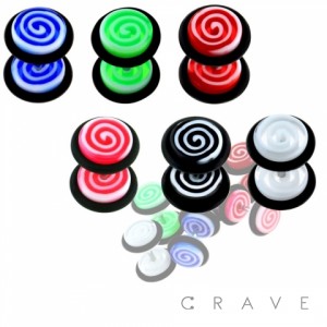 SWIRL PRINT ACRYLIC FAKE PLUG W/ O-RINGS